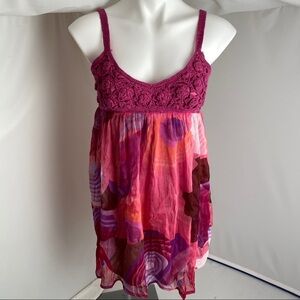 Hendi pink multicolor crochet shimmer babydoll